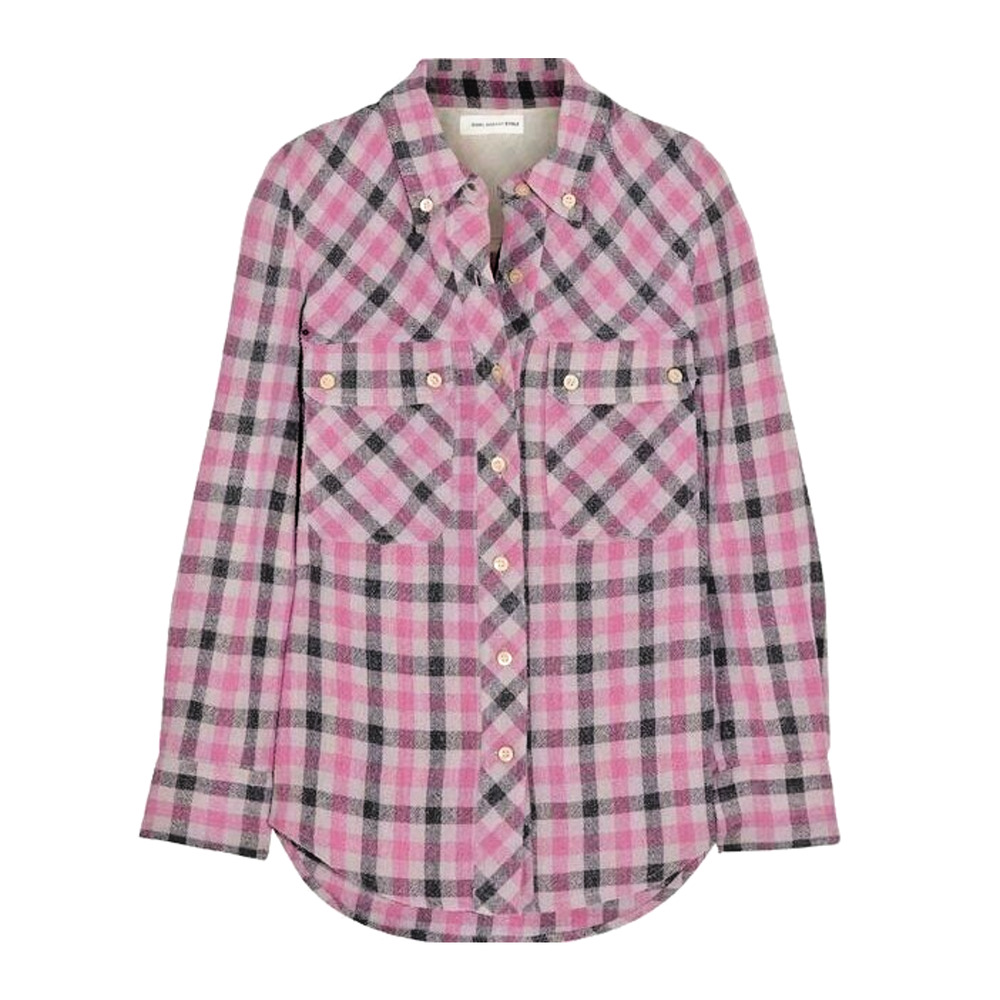 ISABEL MARANT ÉTOILE Norah Check Plaid Woven Raw Silk Shirt SSENSE 36 S $535